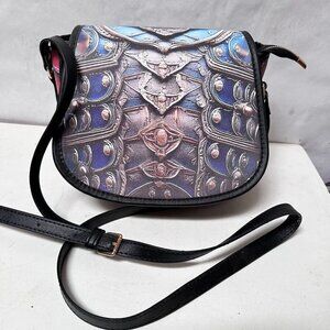 Baroque Saddle Bag Genuine Leather NWT Medieval Handmade Rococo Gladiator Blue